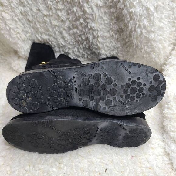 Jimmy Choo Black‎ Suede Leather Mid Calf Fur Lined Boots sz 36.5 - Picture 8 of 10